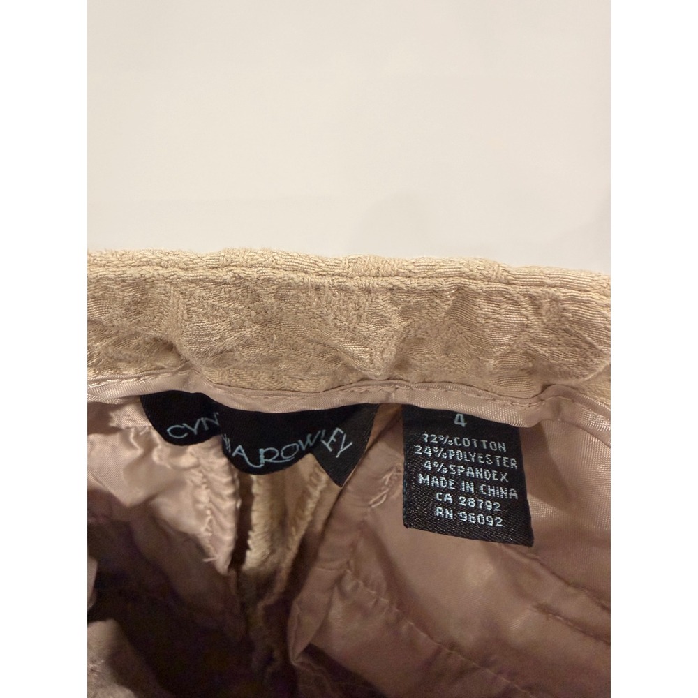 Cynthia Rowley Tan Textured Jacquard Slim Ankle Pants Womens Sz 4 Beige Stretch - Picture 9 of 10